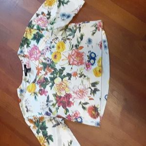 FOREVER 21 FLORAL SILKY CROP TOP